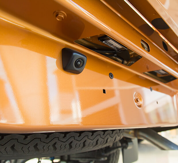 A reversing camera set into a tailgate