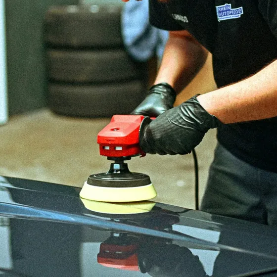 Buffing a hood after paint