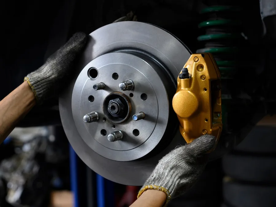 Checking a brake rotor with the caliper still fitted